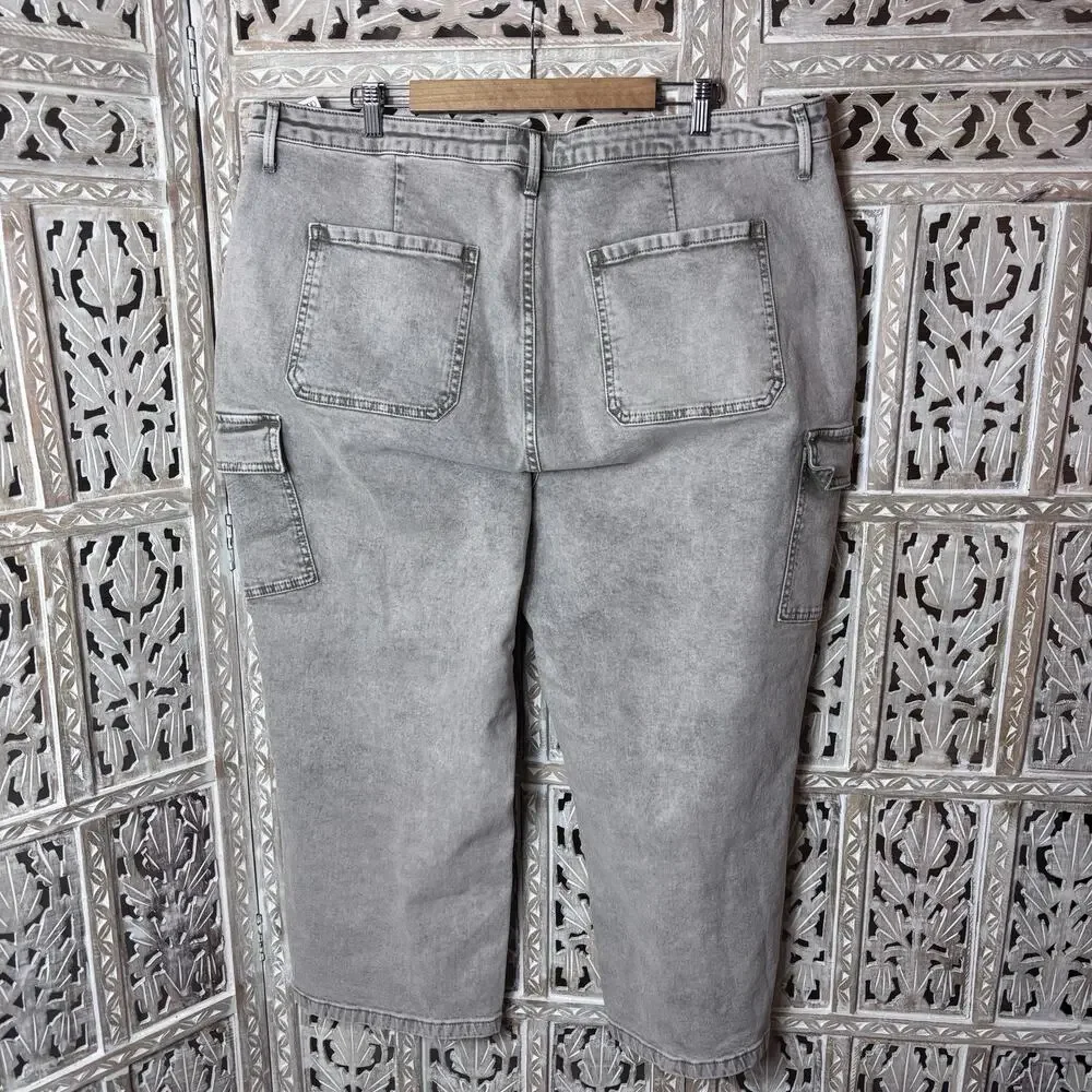 Driftwood Jeans Royce Cargo Wide Leg Straight Leg Acid Wash Womens Plus W24 L27